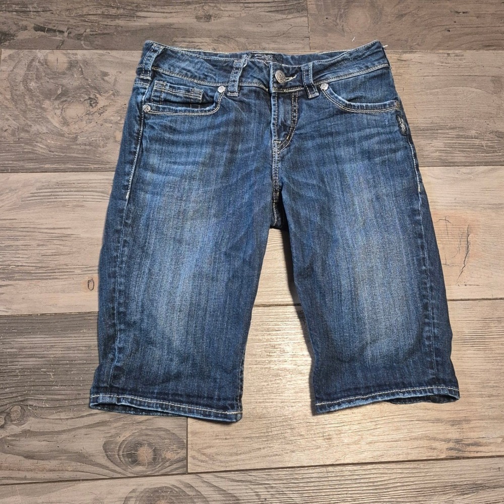 Silver Jeans Co Suki Bermuda Shorts Dark Wash Denim W28 L11029SJL381